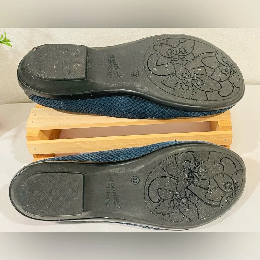 Dansko “Oksana” Blue Velvety Suede Women’s Loafers | Black Leather Accent Band